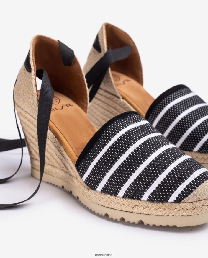 Black 80842D718 Women Unisa High heel espadrille made in jarapa fabric