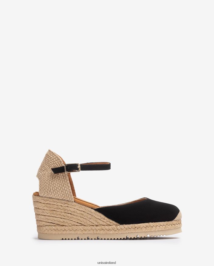 Black 80842D727 Women Unisa D'Orsay ankle strap espadrille in suede