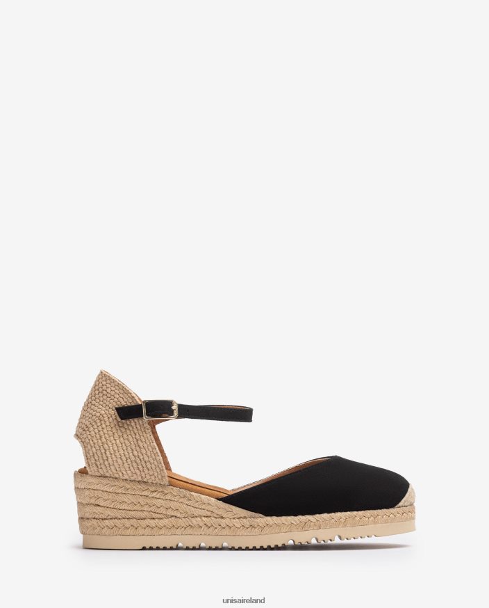 Black 80842D758 Women Unisa D'Orsay ankle strap espadrille in suede