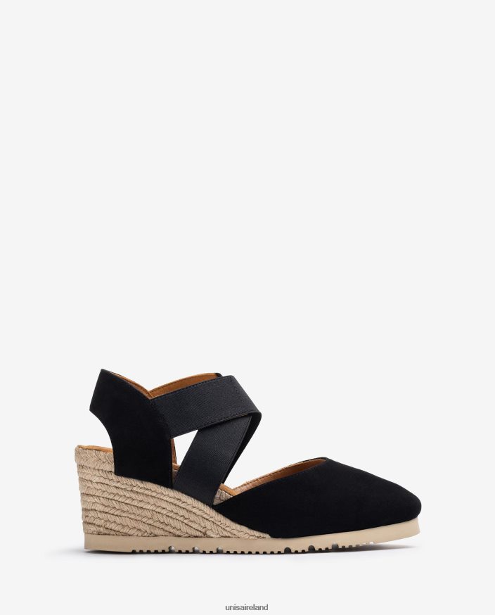 Black 80842D770 Women Unisa Sandal with elastic straps