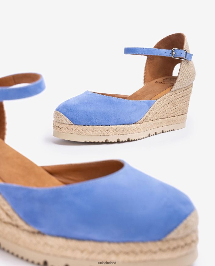 Blue 80842D709 Women Unisa D\'Orsay ankle strap espadrille in suede