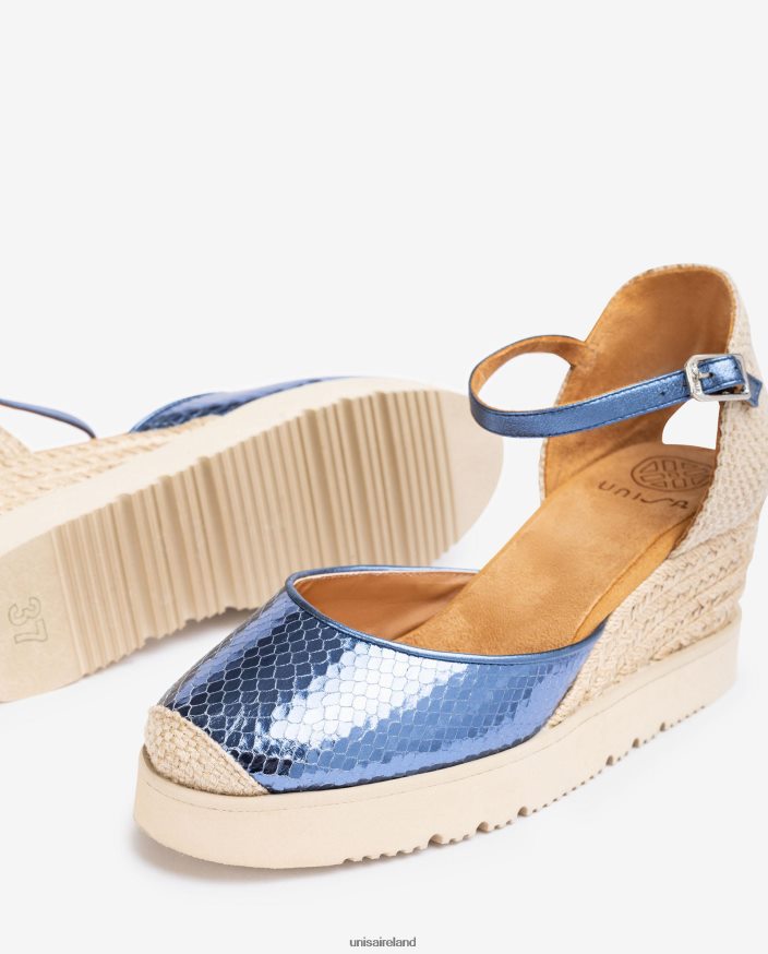 Blue 80842D715 Women Unisa Metallic effect D\'Orsay ankle strap espadrille