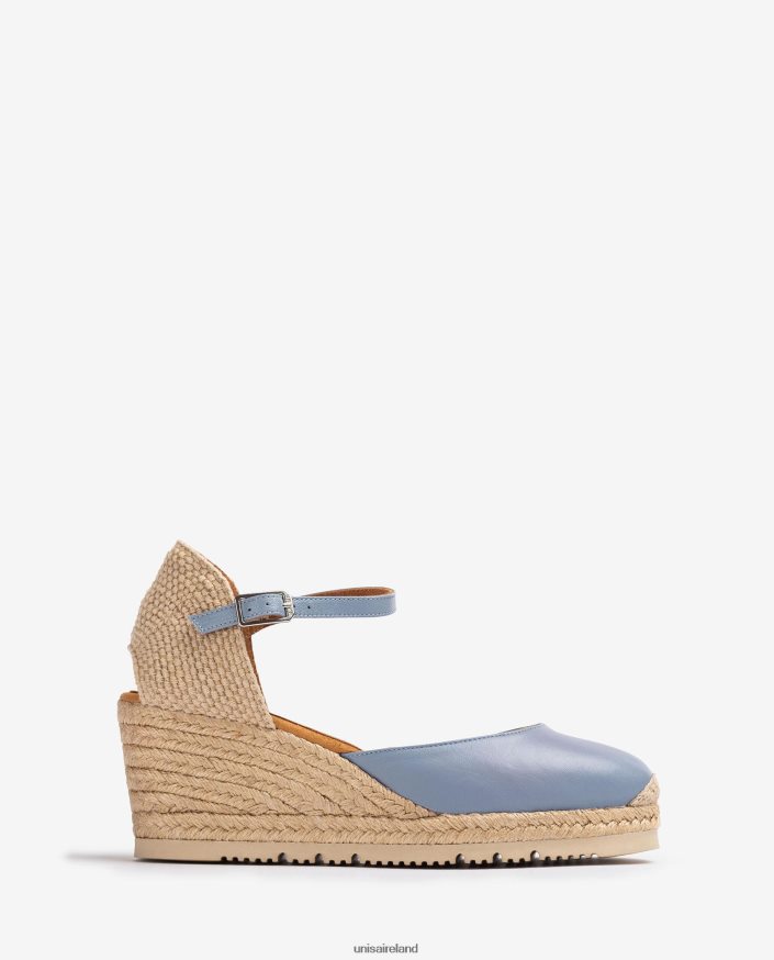Blue 80842D737 Women Unisa Leather D'Orsay ankle strap espadrille