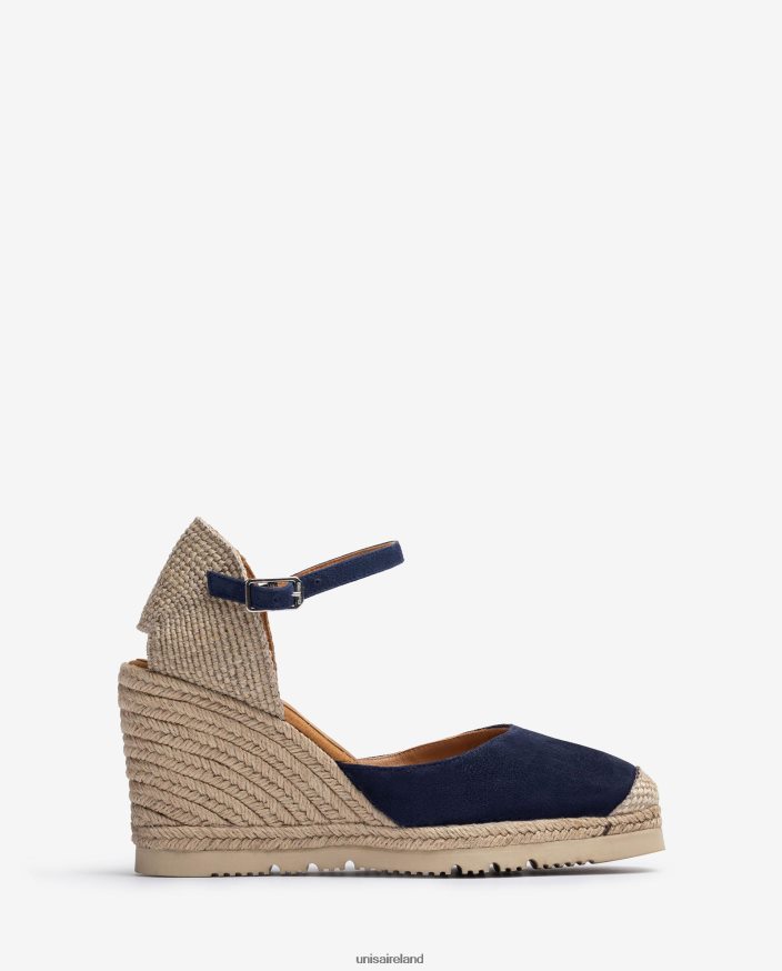 Blue 80842D790 Women Unisa Suede espadrille with rubber sole