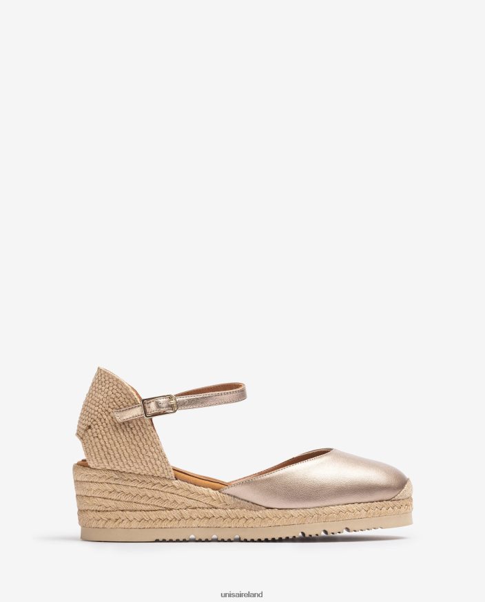 Bronze 80842D761 Women Unisa Metallic effect D'Orsay ankle strap espadrille