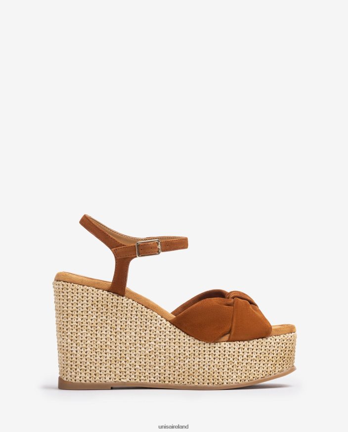 Brown 80842D458 Women Unisa High wedge sandal with a knot trim