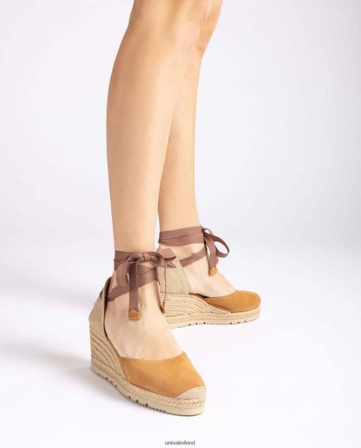 Brown 80842D704 Women Unisa D\'Orsay ankle strap espadrille with lacing