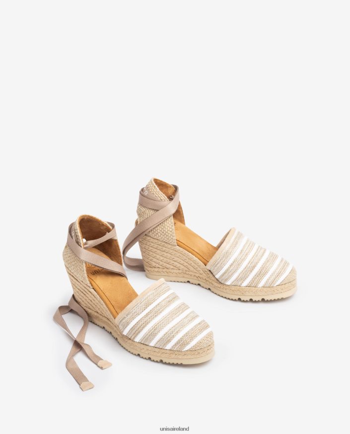 Brown 80842D719 Women Unisa High heel espadrille made in jarapa fabric