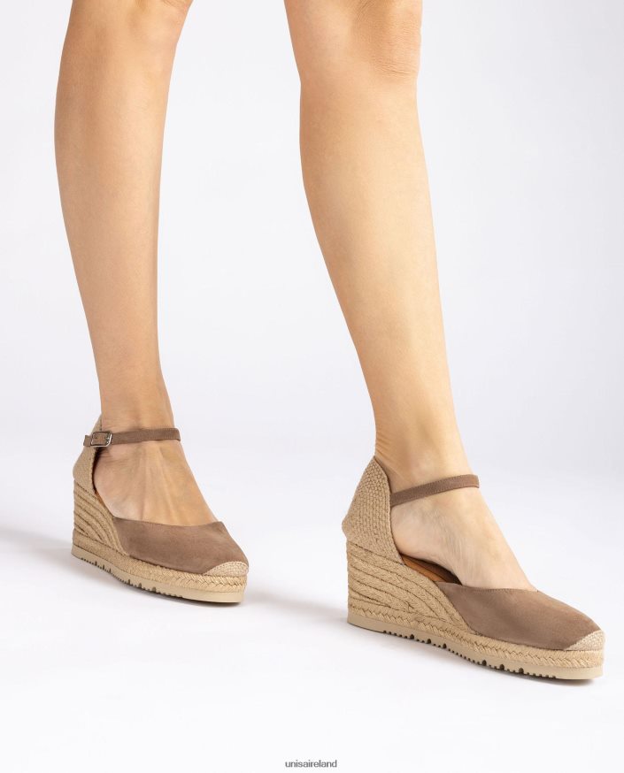 Brown 80842D729 Women Unisa D\'Orsay ankle strap espadrille in suede