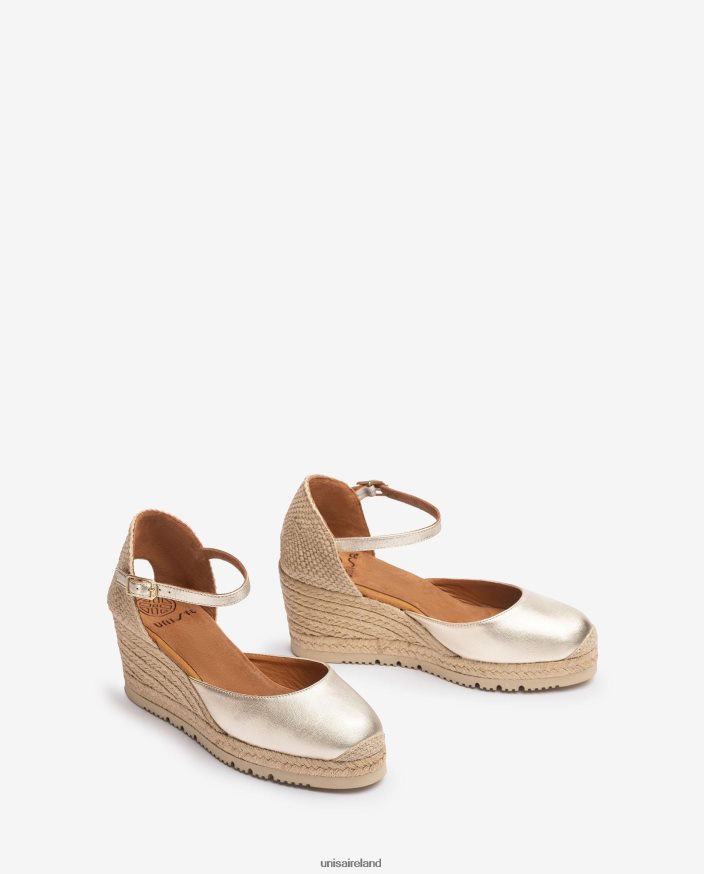 Gold 80842D732 Women Unisa Metallic effect D\'Orsay ankle strap espadrille