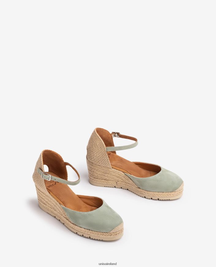 Green 80842D708 Women Unisa D\'Orsay ankle strap espadrille in suede
