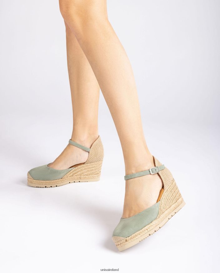 Green 80842D708 Women Unisa D\'Orsay ankle strap espadrille in suede