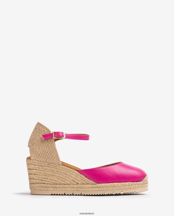 Pink 80842D736 Women Unisa Leather D'Orsay ankle strap espadrille