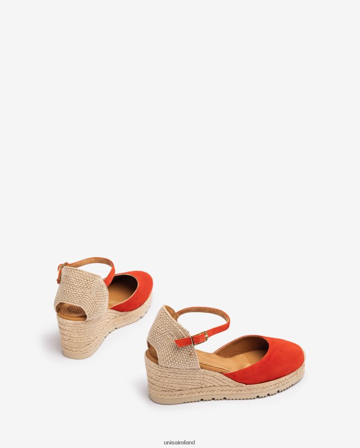 Red 80842D710 Women Unisa D\'Orsay ankle strap espadrille in suede