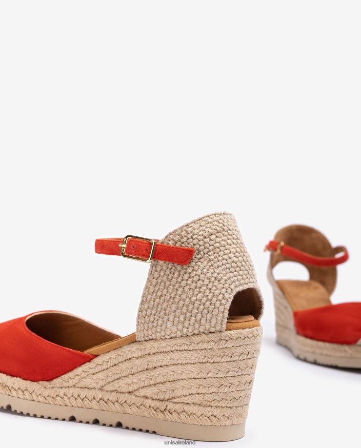 Red 80842D710 Women Unisa D\'Orsay ankle strap espadrille in suede