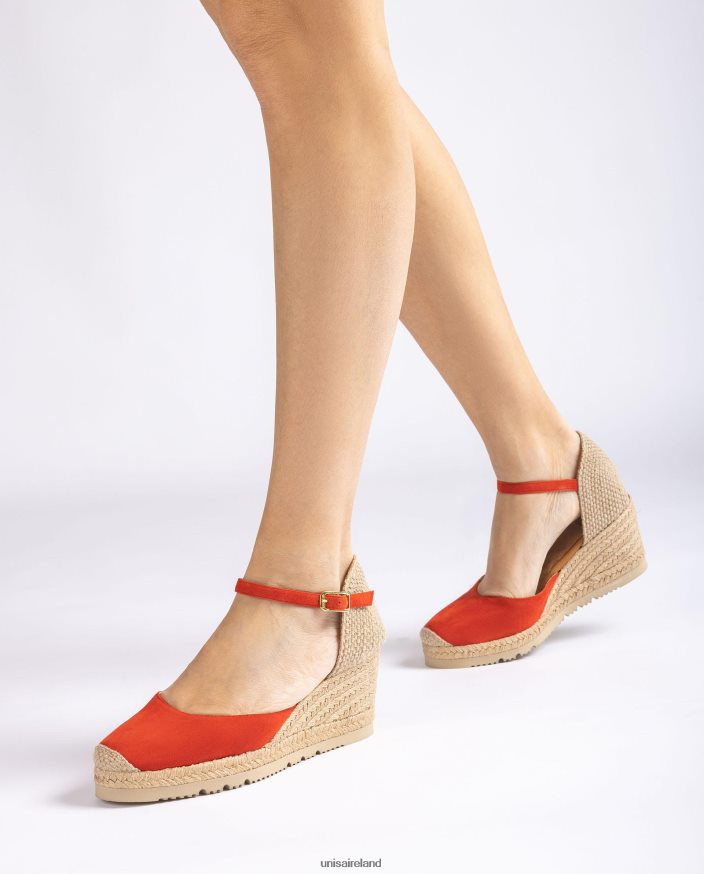 Red 80842D710 Women Unisa D\'Orsay ankle strap espadrille in suede