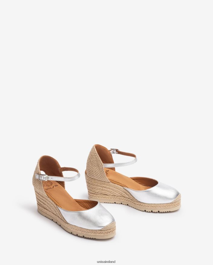 Silver 80842D733 Women Unisa Metallic effect D\'Orsay ankle strap espadrille