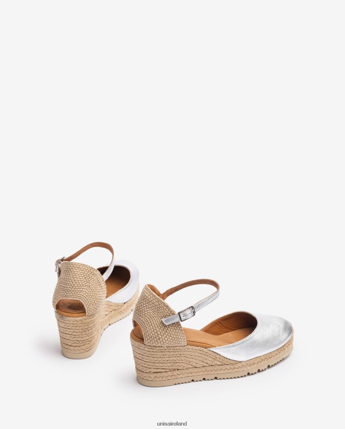 Silver 80842D733 Women Unisa Metallic effect D\'Orsay ankle strap espadrille