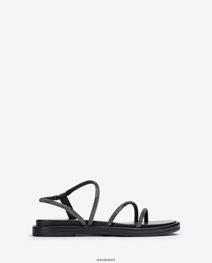 Black 80842D25 Women Unisa Flat sandal with glitter