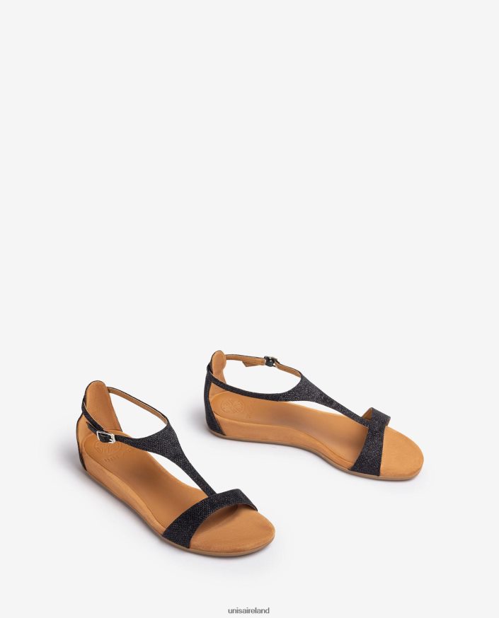 Black 80842D73 Women Unisa Sandal with a strap over the instep