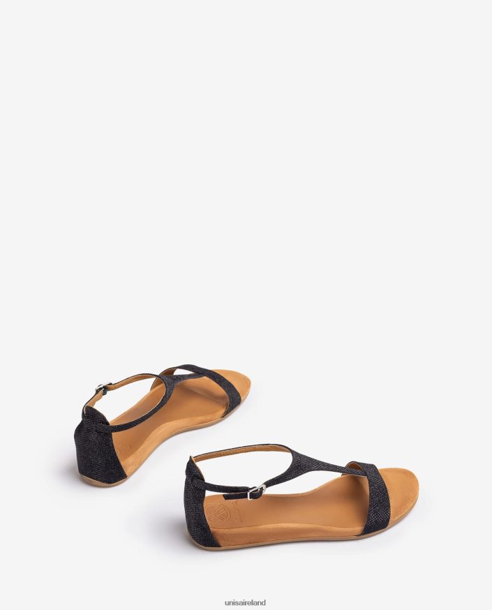 Black 80842D73 Women Unisa Sandal with a strap over the instep