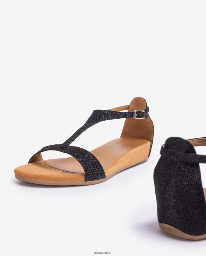 Black 80842D73 Women Unisa Sandal with a strap over the instep