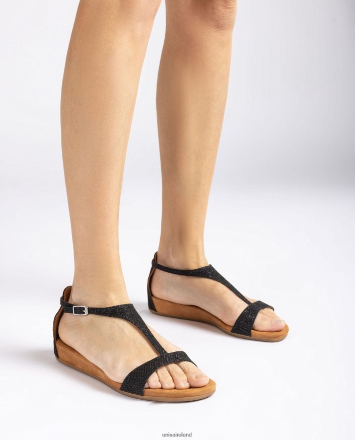 Black 80842D73 Women Unisa Sandal with a strap over the instep
