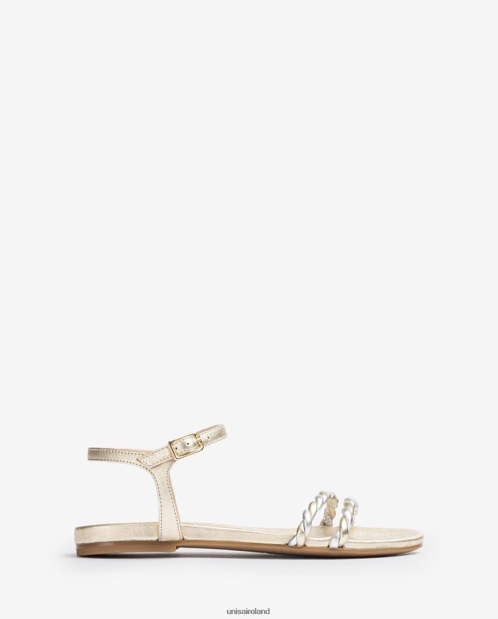 Gold 80842D42 Women Unisa Sandal with spiral straps