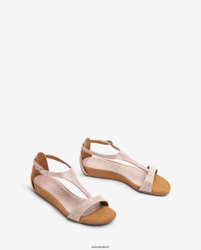 Graceful 80842D447 Women Unisa Metal effect leather sandals with instep strap