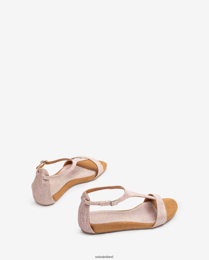 Graceful 80842D447 Women Unisa Metal effect leather sandals with instep strap