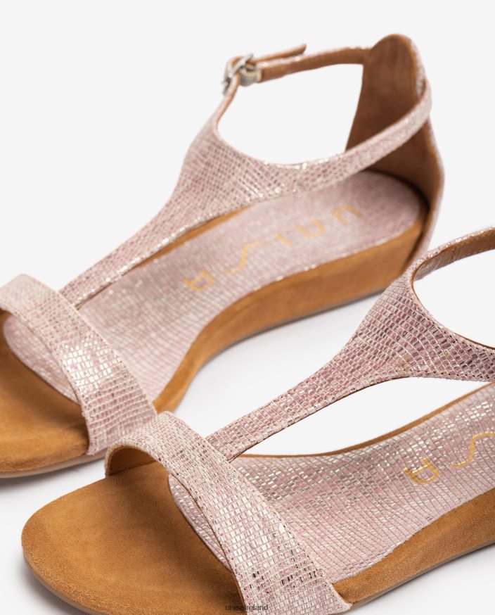 Graceful 80842D447 Women Unisa Metal effect leather sandals with instep strap