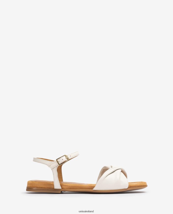 White 80842D77 Women Unisa Sandal with a quilted vamp