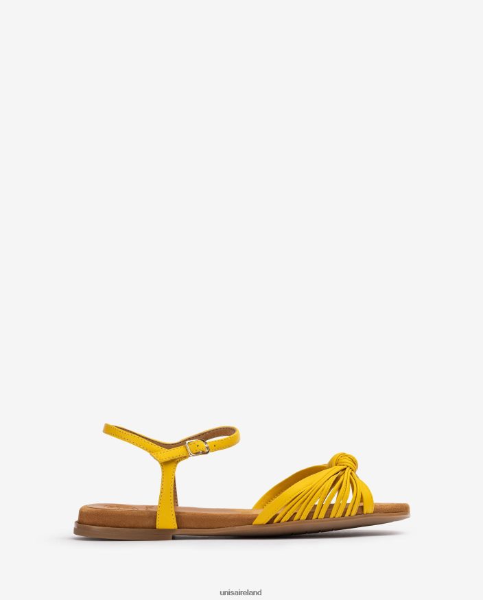 Yellow 80842D333 Women Unisa Flat leather multi-strap sandal