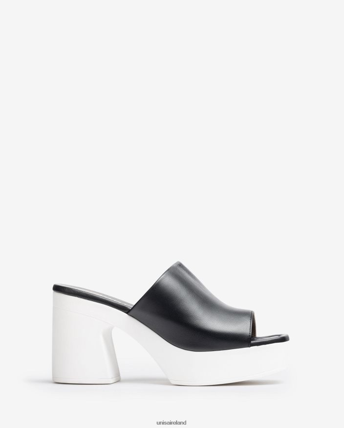 Black 80842D235 Women Unisa Wide vamp sandal with a block heel