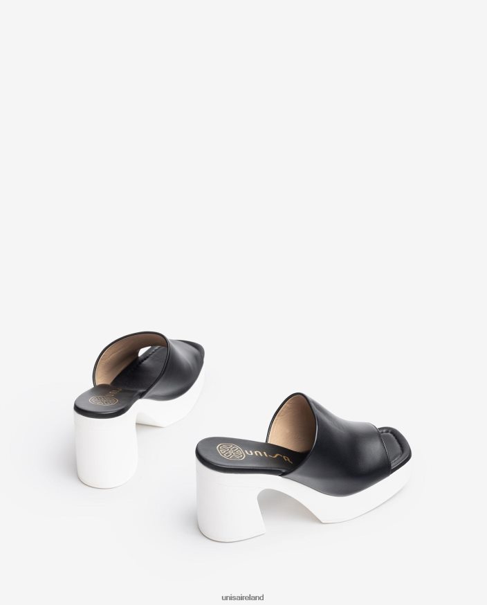 Black 80842D235 Women Unisa Wide vamp sandal with a block heel