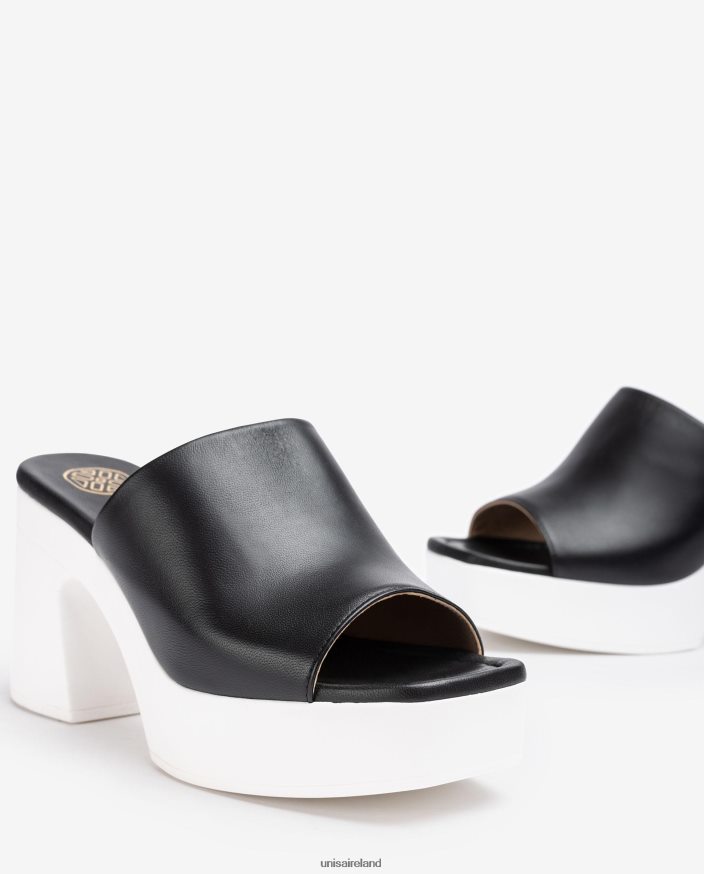 Black 80842D235 Women Unisa Wide vamp sandal with a block heel