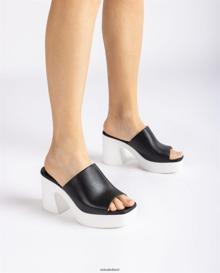 Black 80842D235 Women Unisa Wide vamp sandal with a block heel