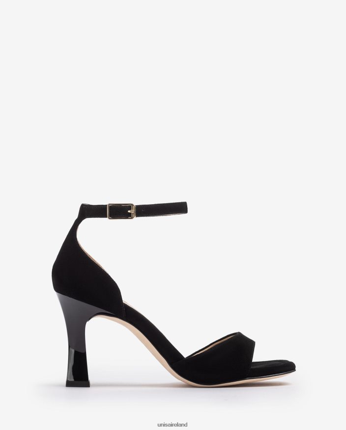 Black 80842D260 Women Unisa Suede D'Orsay ankle strap sandal