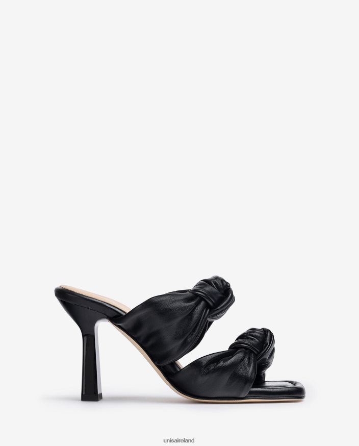 Black 80842D301 Women Unisa Leather sandals with knots
