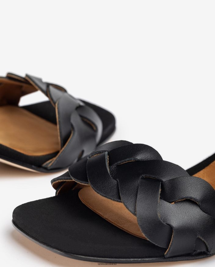 Black 80842D305 Women Unisa Sandal with decorative perforations on the vamp