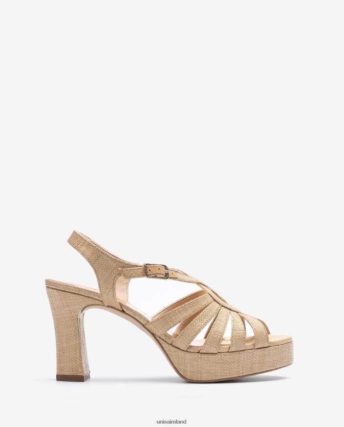 Brown 80842D1311 Women Unisa Sandal made in raffia