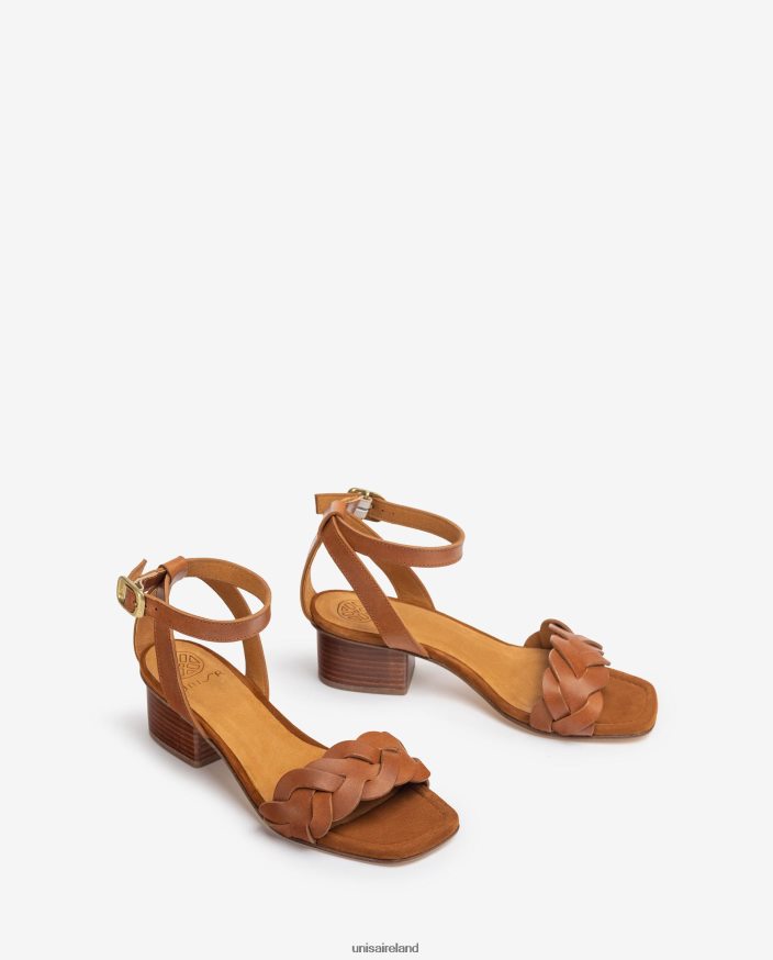 Brown 80842D306 Women Unisa Sandal with decorative perforations on the vamp