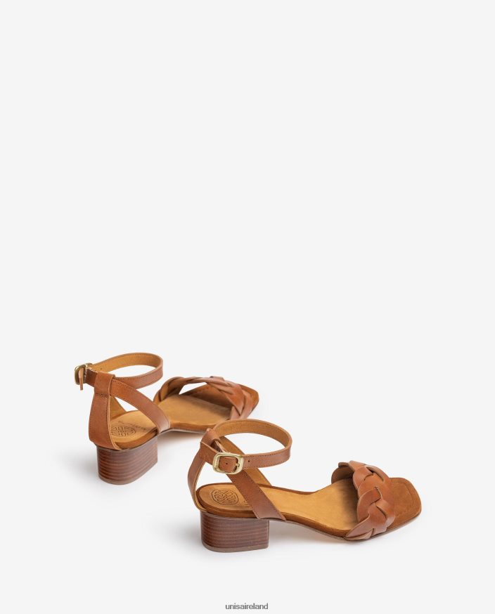 Brown 80842D306 Women Unisa Sandal with decorative perforations on the vamp