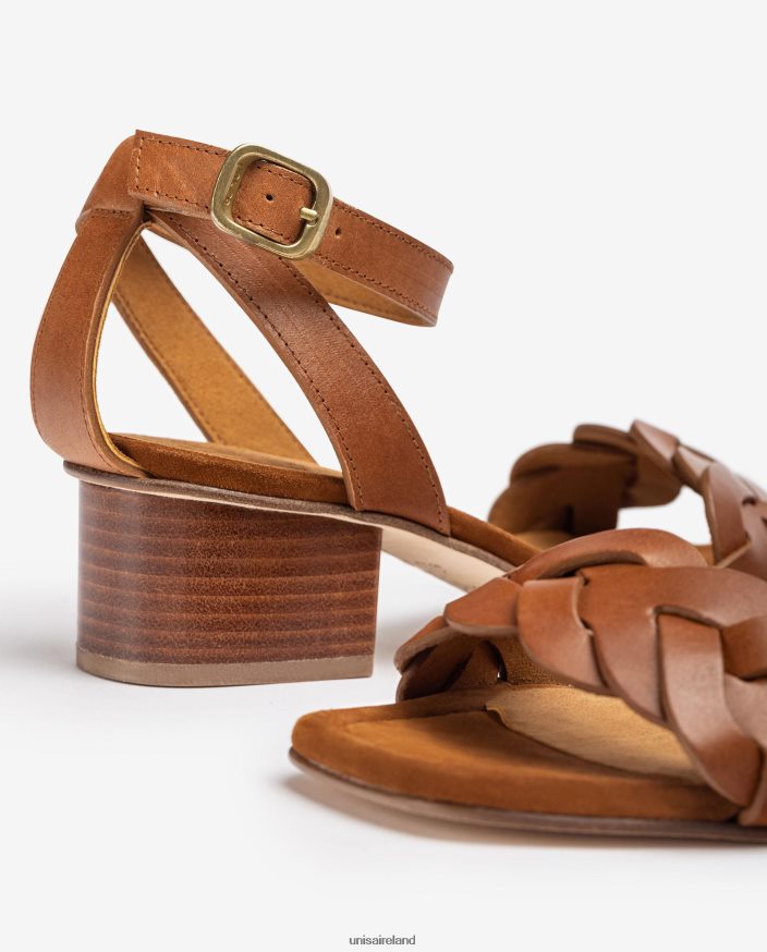 Brown 80842D306 Women Unisa Sandal with decorative perforations on the vamp