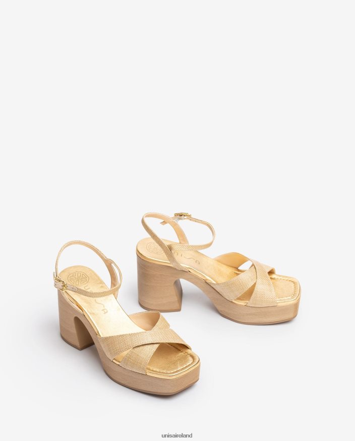 Brown 80842D72 Women Unisa Raffia sandal with a block heel