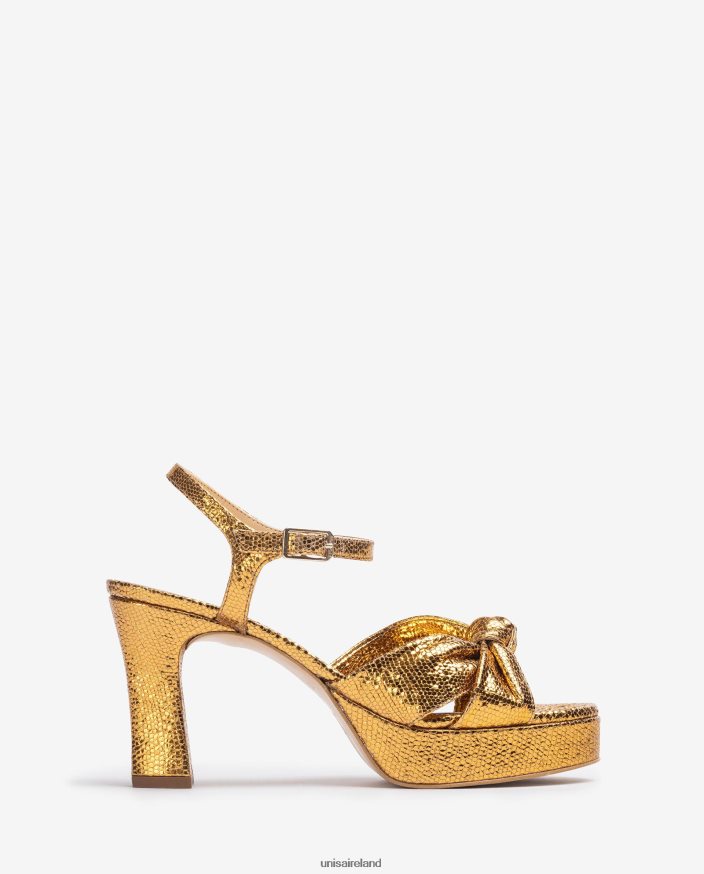 Gold 80842D1308 Women Unisa Sandal with knotted straps