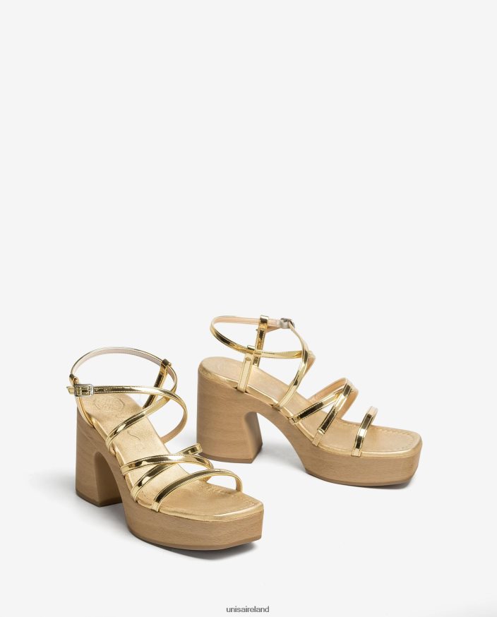 Gold 80842D237 Women Unisa Sandal with a block heel and thin straps