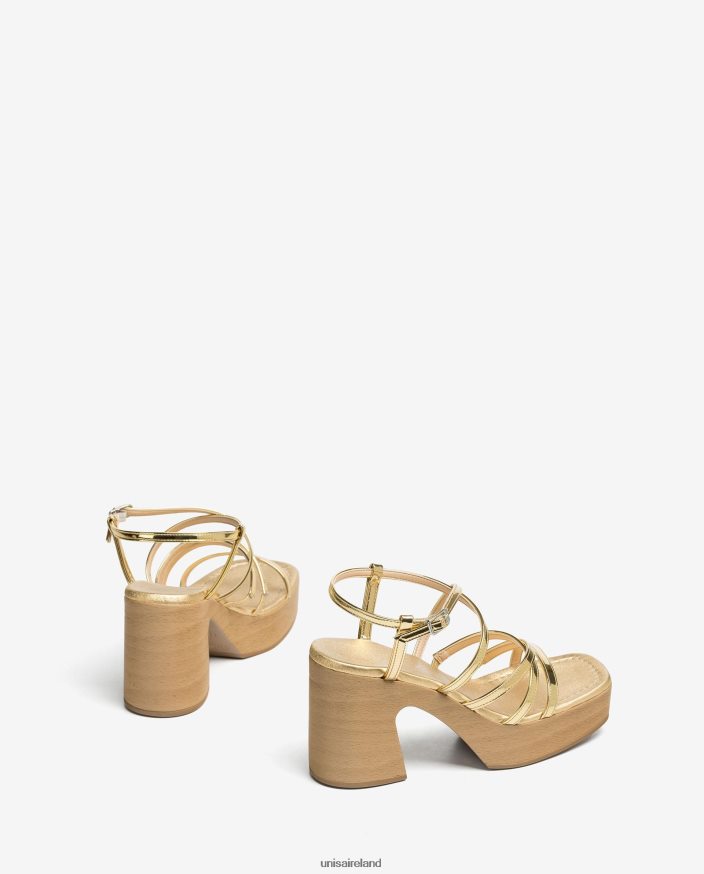 Gold 80842D237 Women Unisa Sandal with a block heel and thin straps