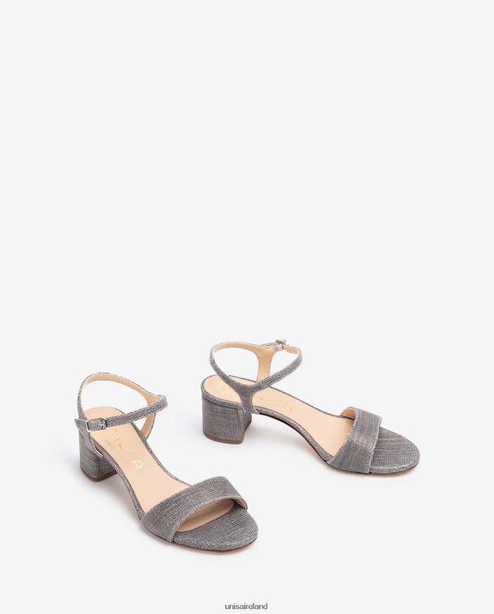 Graceful 80842D367 Women Unisa Metal effect suede sandals with wide heel