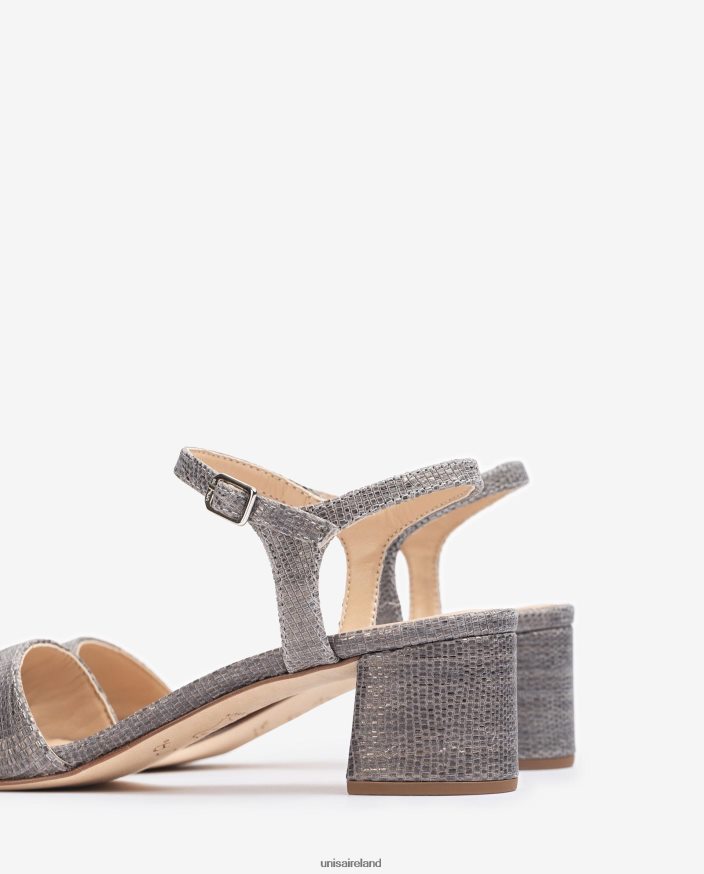 Graceful 80842D367 Women Unisa Metal effect suede sandals with wide heel